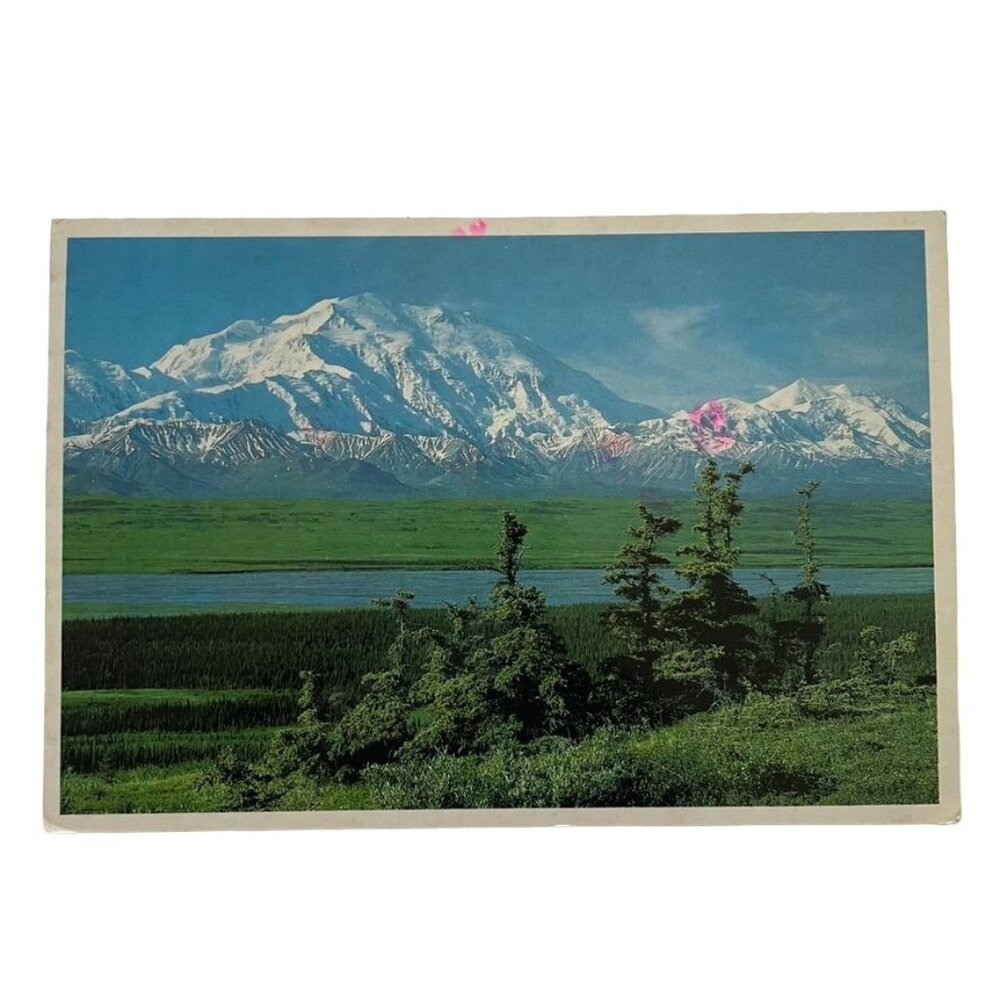 Vintage Postcard Mt McKinley Mountain Scene Alaska Topographical Card u